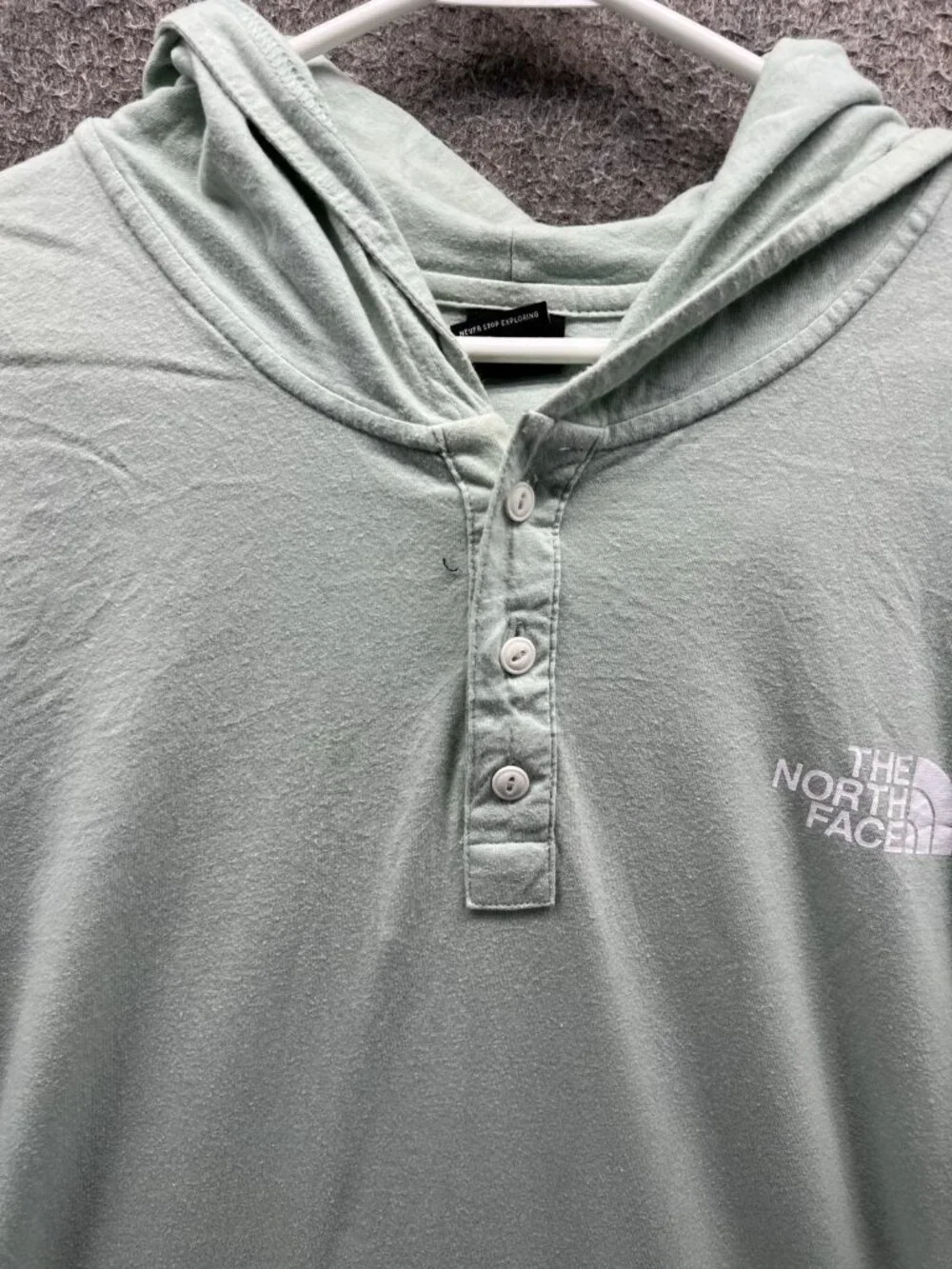 The North Face Hoodie Mens 2XL Green Henley Pullover Lightweight Jacket Logo